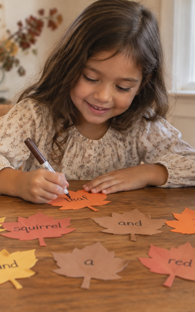 Fall Leaf Story Scramble — Reading & Literacy activity for ages 4–7 years (indoor, 20 min)